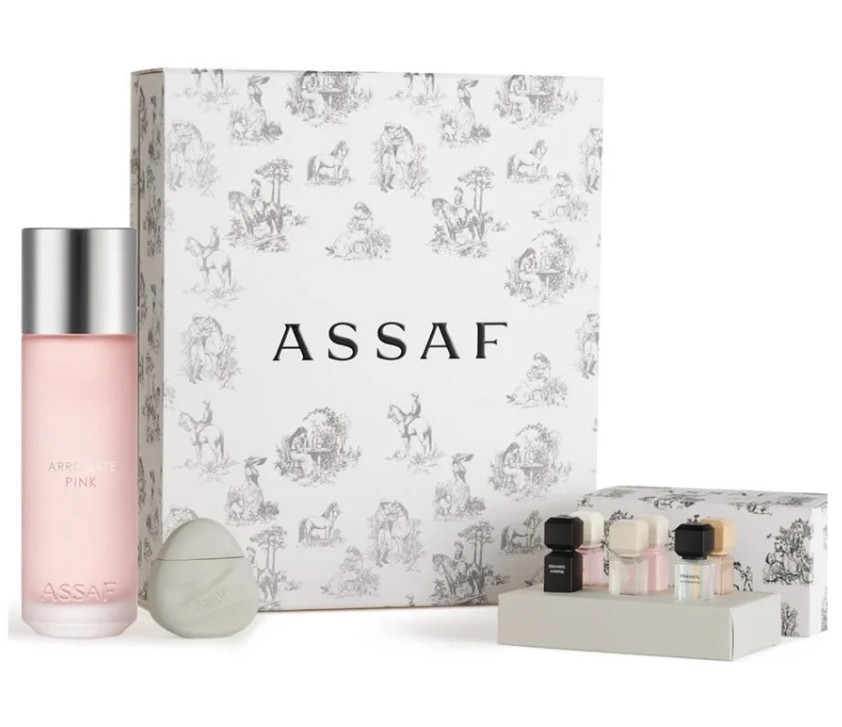assaf arrogate pink collection ( perfum 100ml + 6 minis +hand cream )