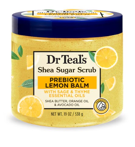 Dr Teal's Shea Sugar Scrub - Prebiotic Lemon Balm - 19 oz