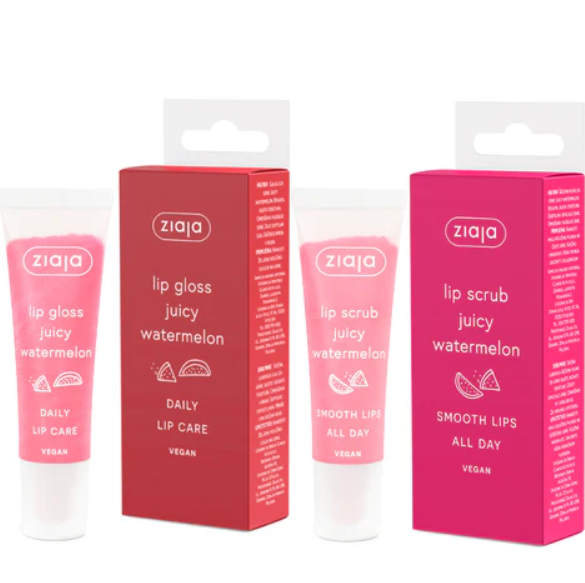 lip scrub & lip gloss watermelon ziaja