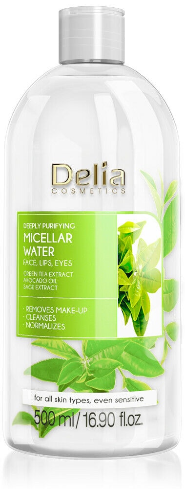 ماء ميسلار منقي للوجه والشفاه والعيون مستخلص الشاي الأخضر والزيت الأفوكادو 500 مل