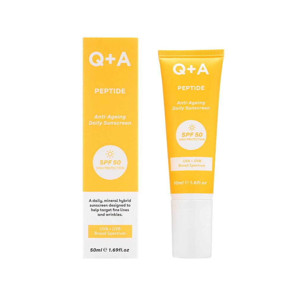 Q+A . anti ageing sun =screen daily