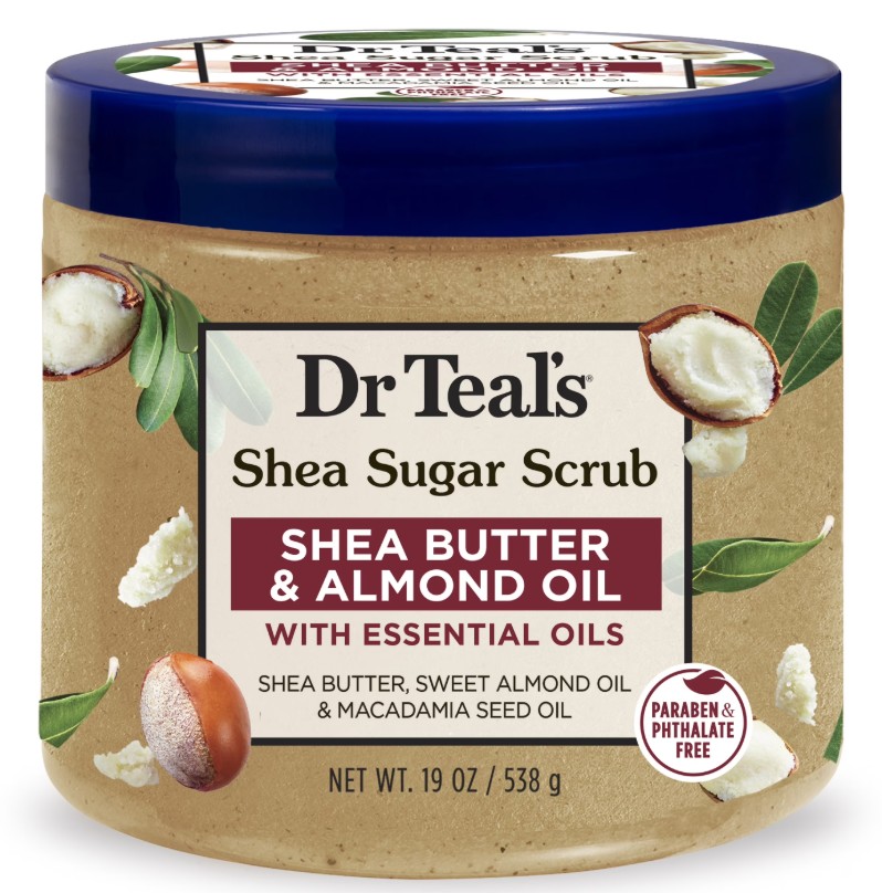 Dr Teal's Shea Sugar Body Scrub, Shea Butter with Almond Oil & Essential Oils, 19 oz