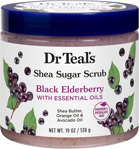 [8207] Dr Teal's - Shea Sugar Body Scrub Black Elderberry - 538g