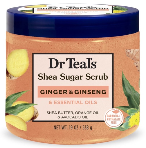 Dr Teal's Shea Sugar Body Scrub with Ginger, Ginseng & Essential Oil, 19 oz.